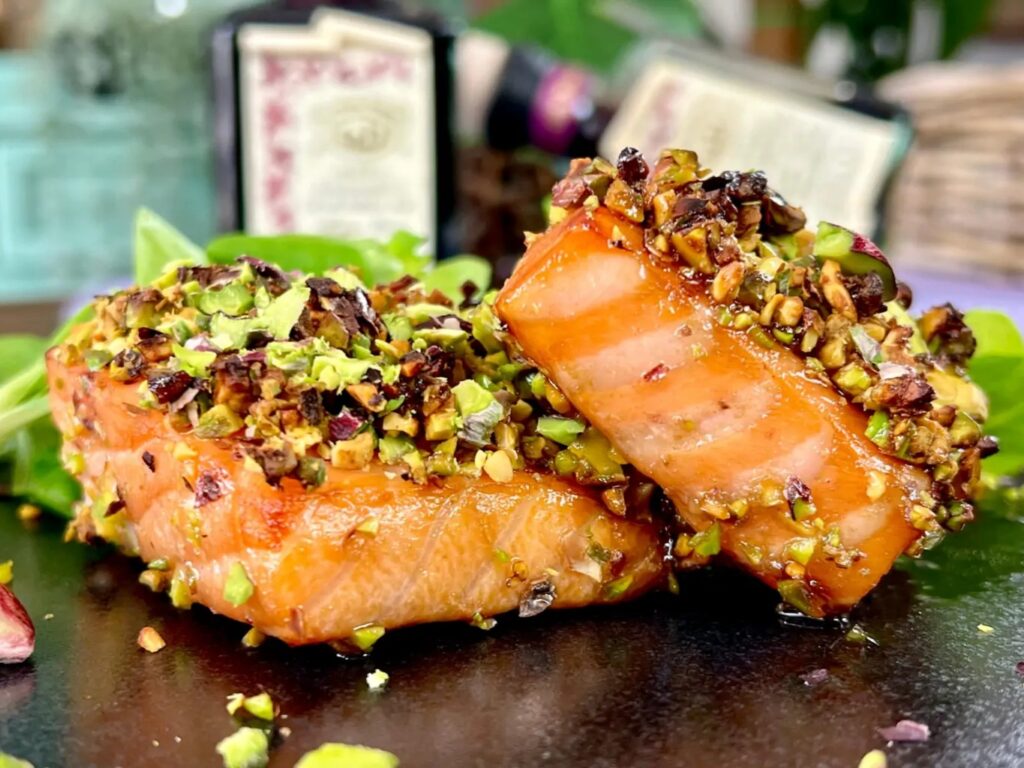 salmone in crosta di pistacchi